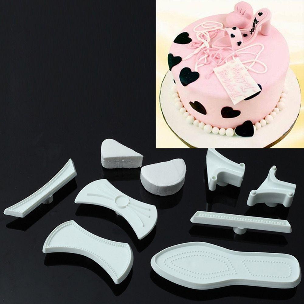 Solighter 9pcs/Set Cetakan Fondant Kue Fashion Sugarcraft Alat Dekorasi Plastik