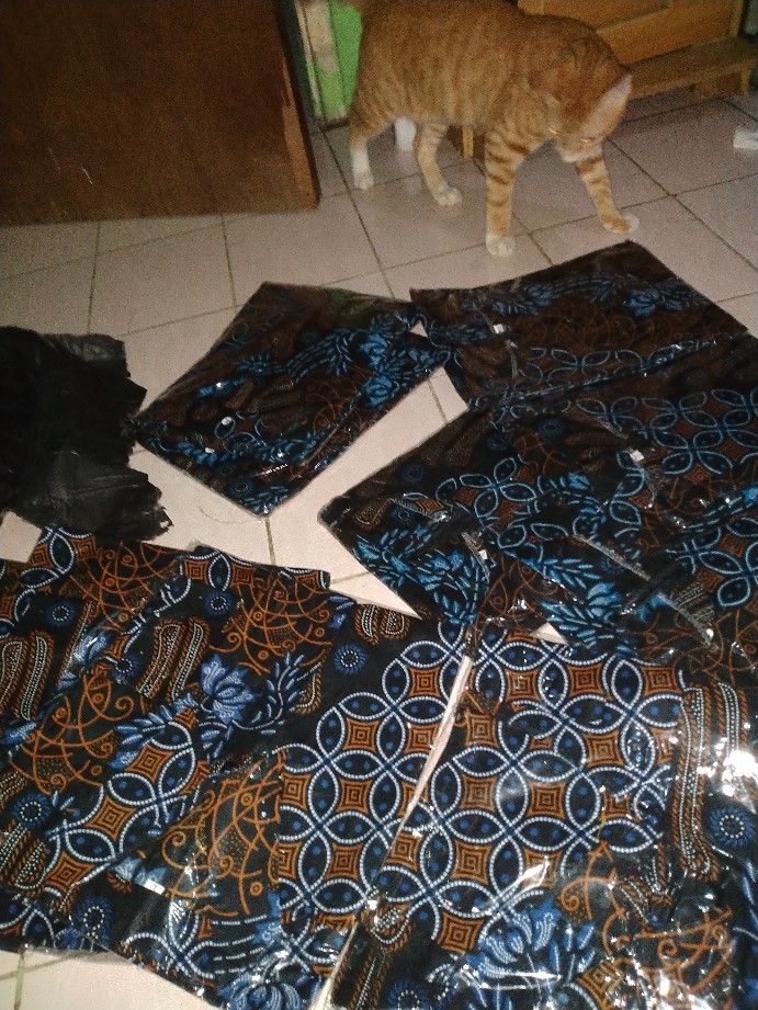 Batik Couple Keluarga Sania Ruffle Ori Ndoro Jowi Dnt Motif Seno Biru