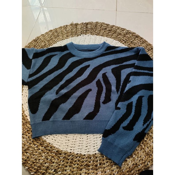 SWEATER RAJUT CROP ZEBRA CROP OVERSIZE