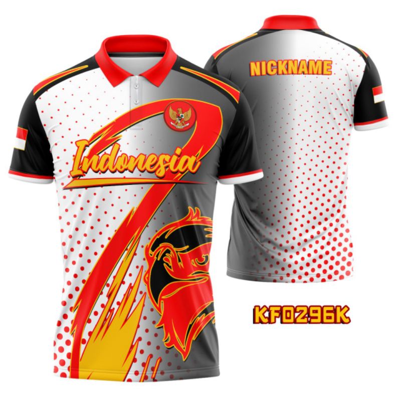 Kaos Jersey sepakbola futsal timnas INDONESIA fantasy kerah kancing custom free nickname KF0296K XS-