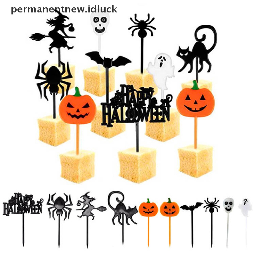 10pcs / set Tusuk Gigi Desain Kartun Halloween Untuk Anak