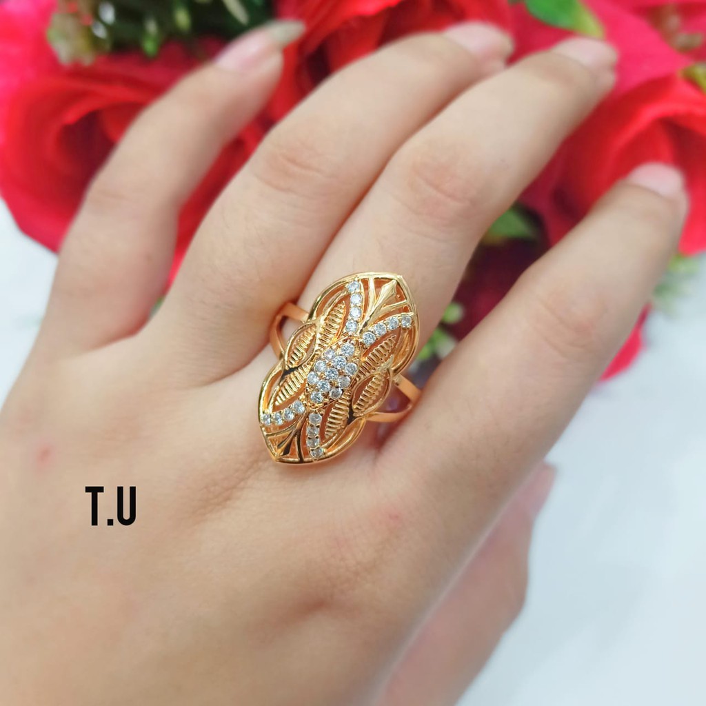 Cincin TITANIUM Dewasa Dubai pertama zircon kualitas terbaik perhiasan wanita Gold variasi motif