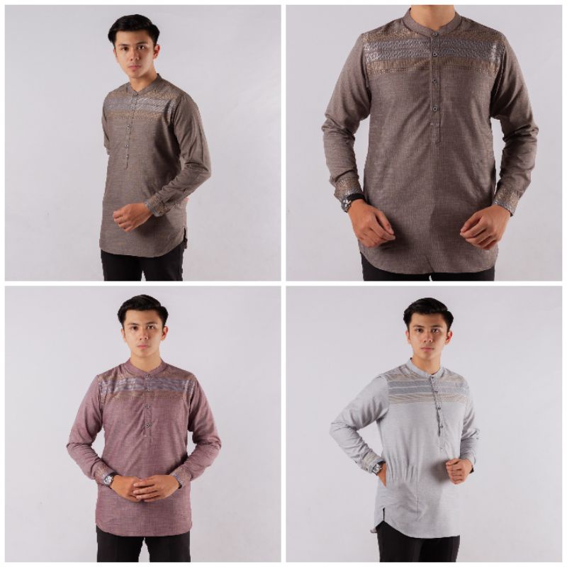 Koko Kurta Pria Muslim Lgn Pjg & Lgn Pdk Motif List Songket (Two One Muda) Original