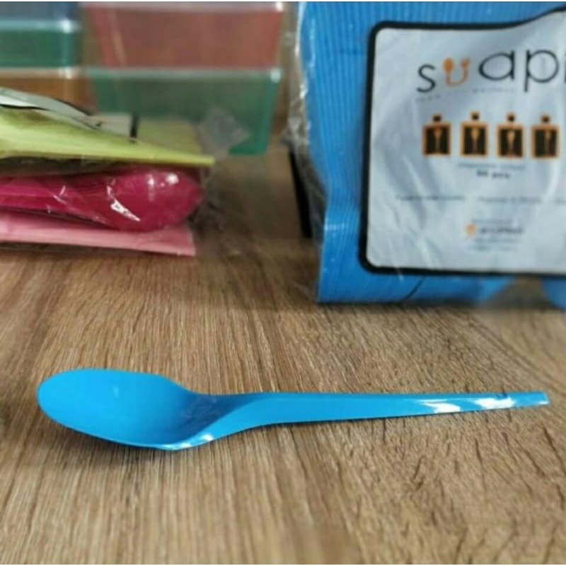 Sendok plastik pastel Suapi warna biru