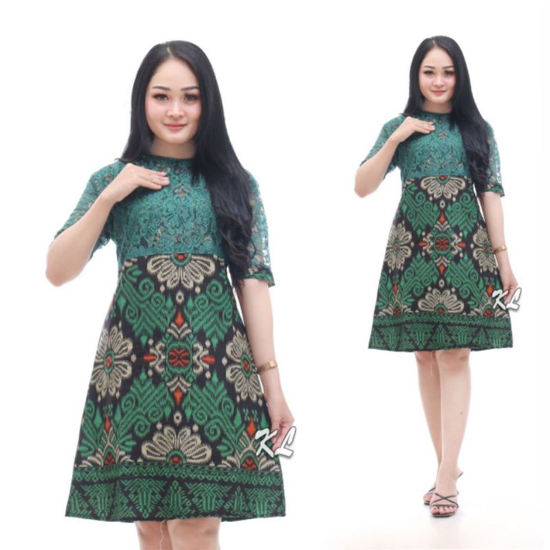 dress batik modern wanita flare murah grosir lace brokat jumbo YUMNA COUPLE