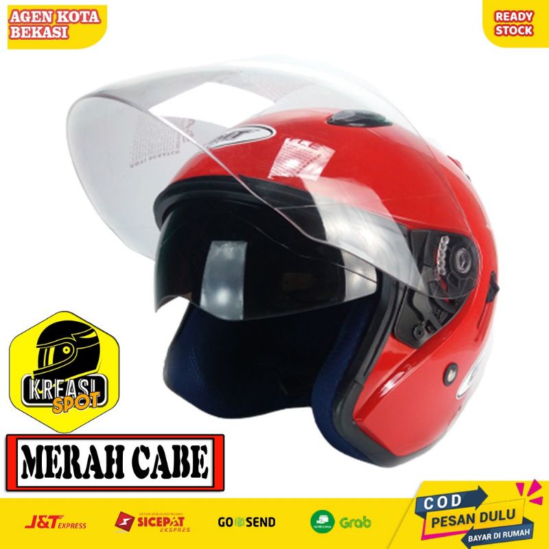 HELM SNI PRIA WANITA CEWEK COWOK DEWASA COUPLE LUCU ORIGINAL GMT CENTRO HALF FACE DOUBLE VISOR MURAH