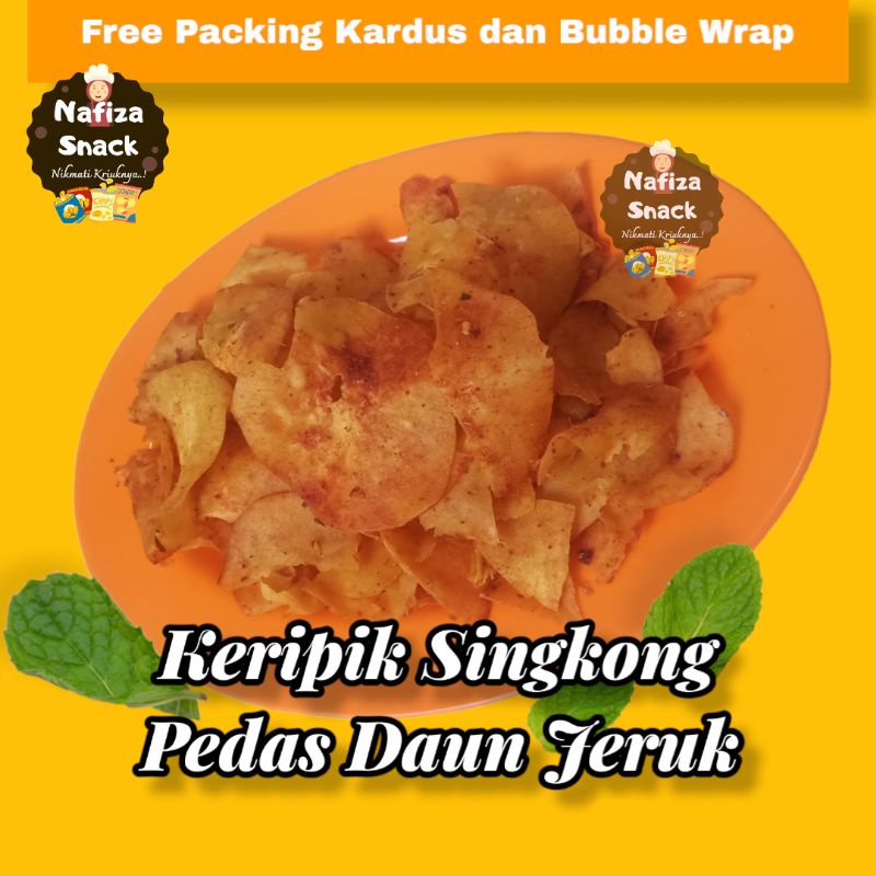 

SNACK Keripik Singkong Pedas Daun Jeruk 120 Gram/Cemilan Pedas Nampoll/Snack Pedas Murah dan Renyah