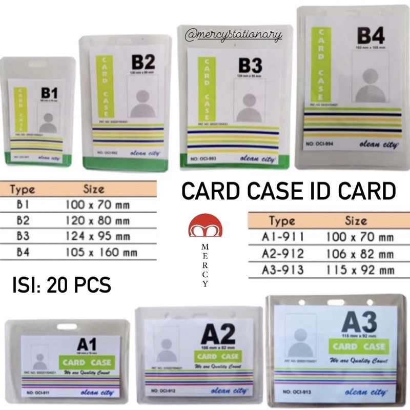 20 Pc - ID Card Case B1 B2 B3 B4 Keplek Plastik Haji Jepit Keplek Name Tag A1 A2 A3