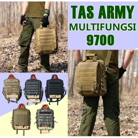 TAS BRANDED PRIA BARU TERKINI Army 9700/ Laptop/ selempang/backpack/ tactical GUN841