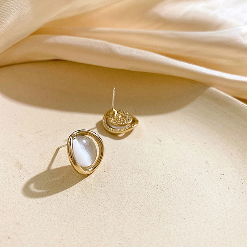 Anting Bulat opal Cantik Untuk Wanita Korea vintage Temperamen Aksesoris Telinga