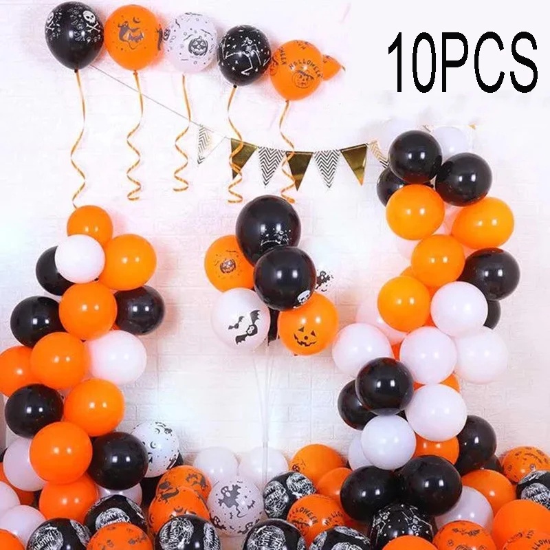 10 Pcs Balon Latex Tebal Ukuran 12 Inch Motif Labu Kelelawar Laba-Laba Untuk Dekorasi Pesta Halloween