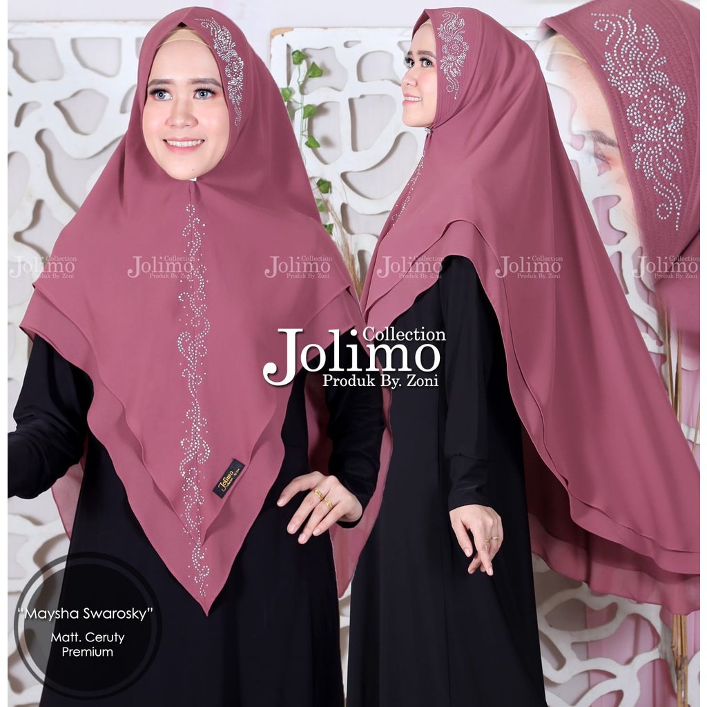 Khimar Ceruty Premium Maysha Swarovski – Jilbab 2 Layer Pet Antem | Hijab Instan Terbaru Wanita
