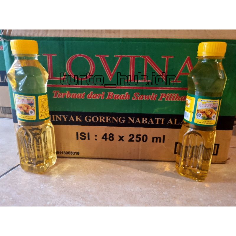 

1 karton minyak goreng lovina botol 250ml (isi 48)