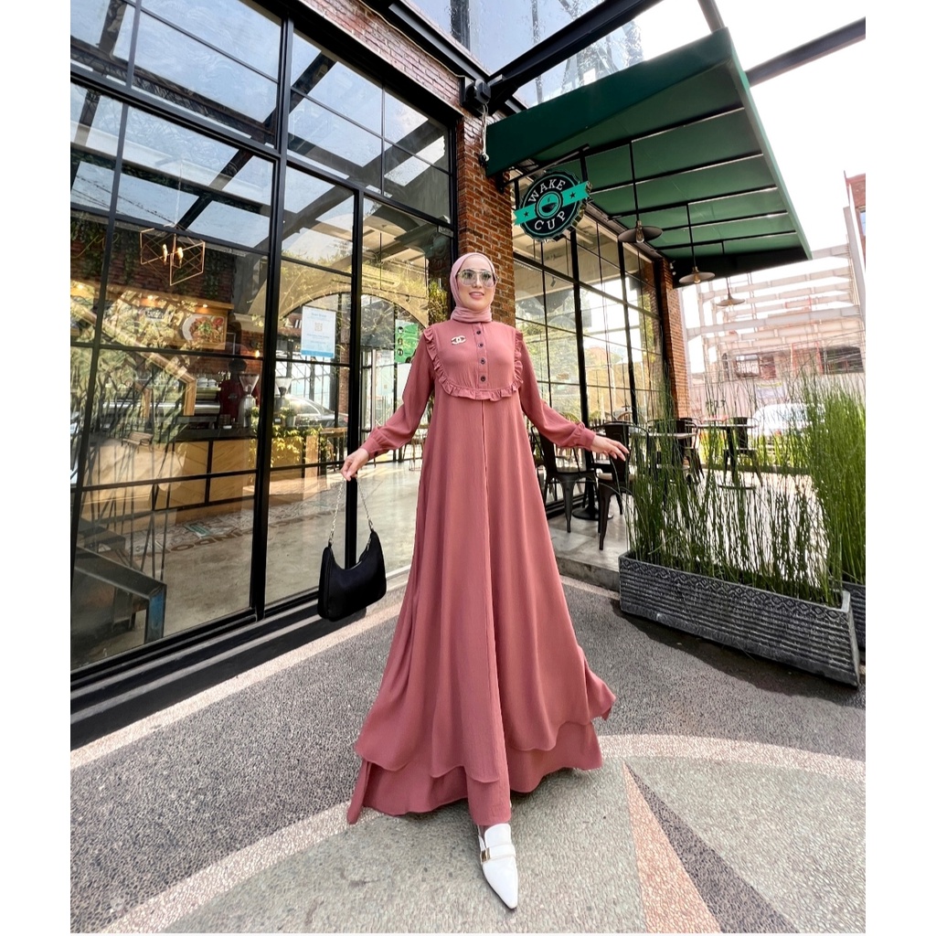 Ori Glamz Gamis Thara Salmon/ Dress Pesta/Promo