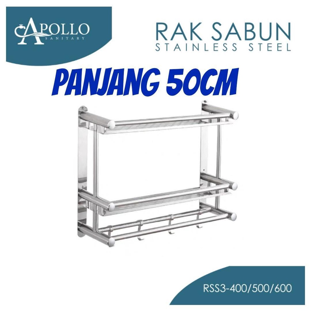 RAK SABUN STAINLESS 3 SUSUN 40CM / 50CM PROMO