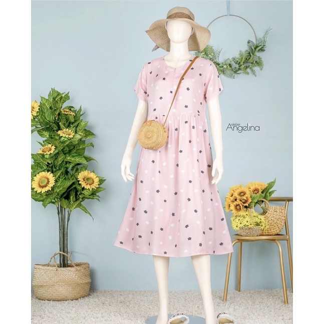 LUCY DRESS CAT HEAD PINK M ATELIER ANGELINA