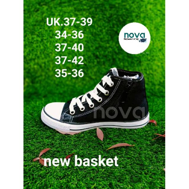 SEPATU NEW BASKET HC BLACK WHITE UK 28-42