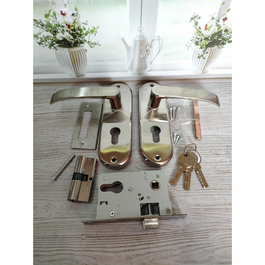 Handle Gagang Kunci Pintu Kecil Aluminium Set