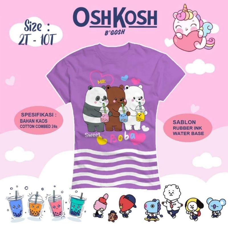 Kaos Anak Boba BTS series 1-7 Tahun Kaos Bahan Cotton Combad24S