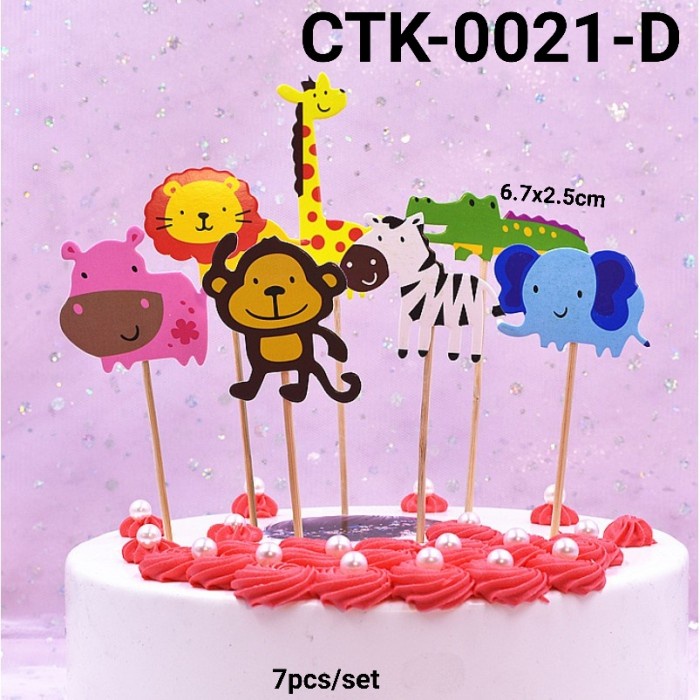 

GR-CTK-0021 TOPPER KERTAS KUE BINATANG SINGA MACAN GAJAH MONYET FOX TERMURAH