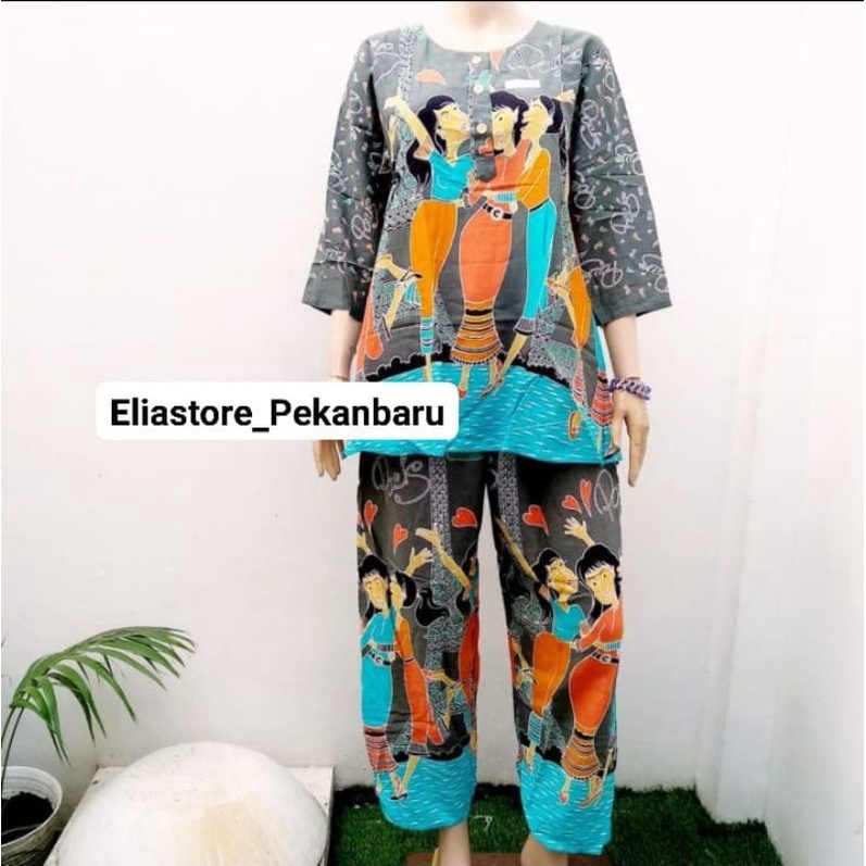 SOMILA.ID KULOT BUSUI RC ONE SET ASMARA LENGAN 7/8 PANJANG PIYAMA BATIK BU TEJO FIT