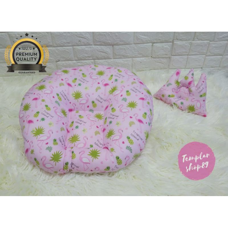 sofa bayi set perlengkapan tidur bayi free tas mika dan bantal motip flaminggo pink