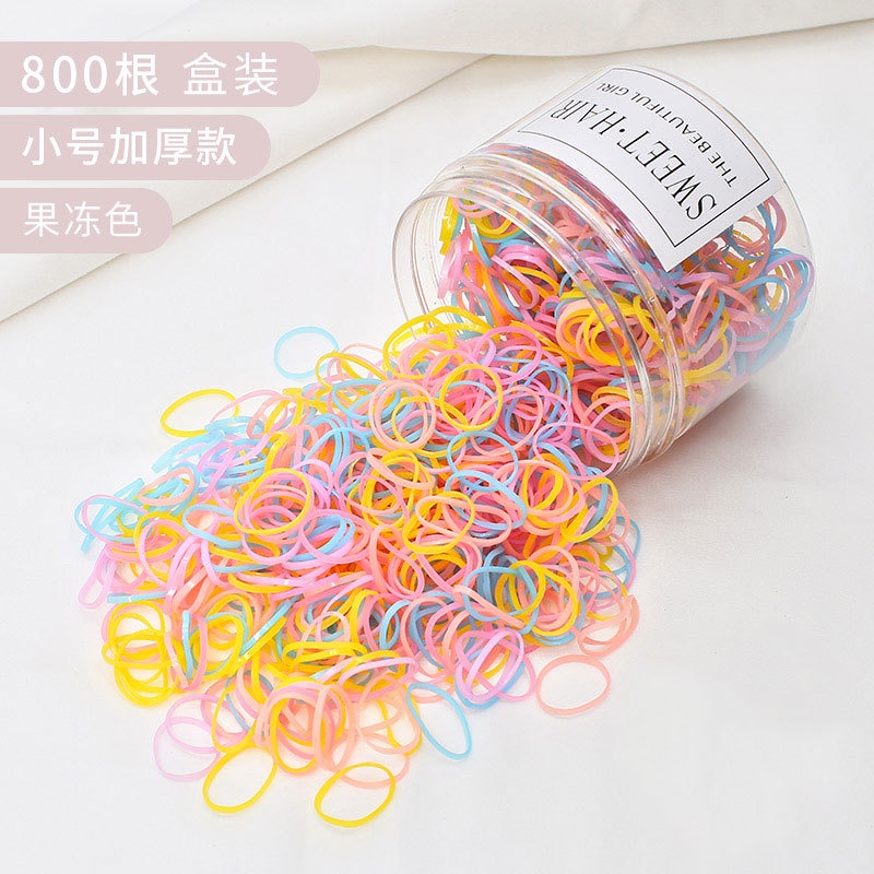 1000pcs/box Color Hair Rope Female Korean Children Cute Disposable Rubber Band Headdress Tie Hair Ring Sweet Heart Jewelry