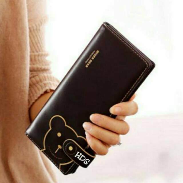 Dompet wanita panjang lipat motif teddy bear / wallet teddy