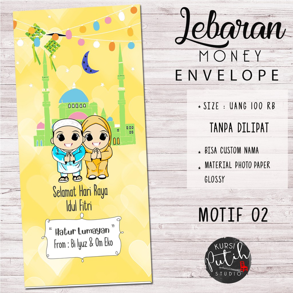 

Amplop Uang untuk Lebaran / Angpao motif mesjid / anak bisa custom nama