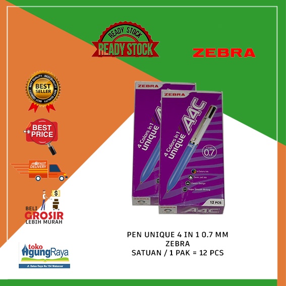 

PEN UNIQUE A-4C (4 IN 1) ZEBRA