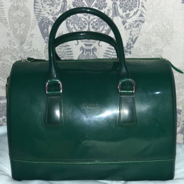 Preloved Furla Candy Bag warna hijau botol
