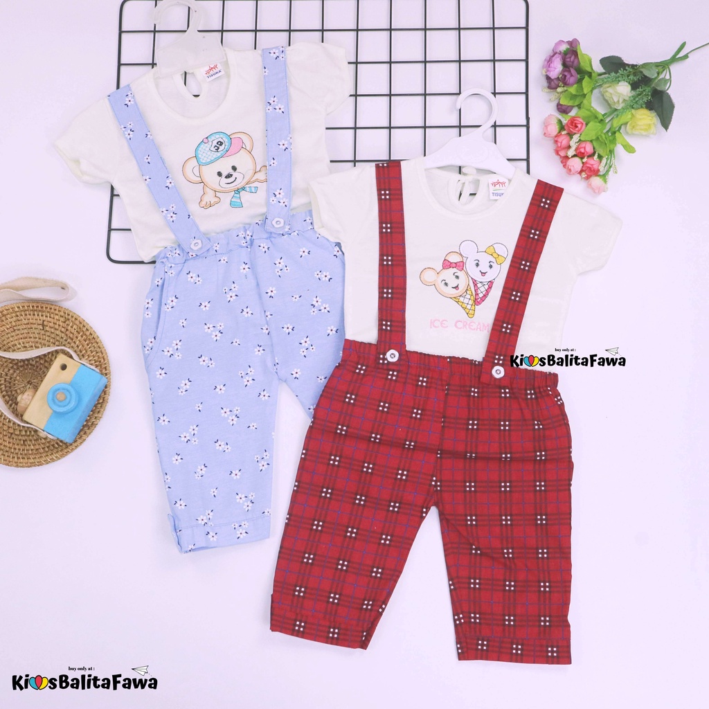 (IMPORT) Setelan Alice uk 1-2 Tahun / Baju Anak PerempuanJumpsuit Bayi Set Kaos Kodok Murah Romper