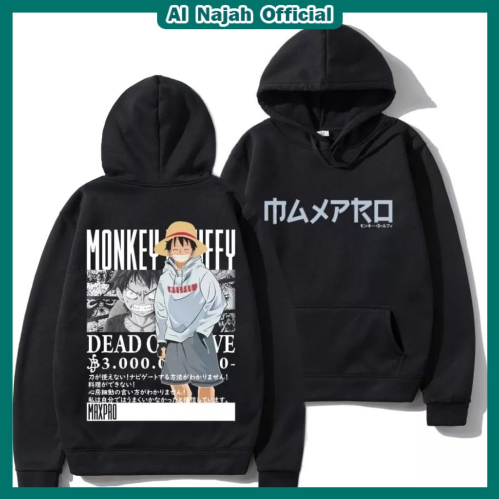 Hoodie Anime One Piece Luffy / Jaket Sweater Anime One Piece Cosplay Manga Jepang Pria Wanita