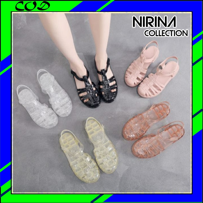 Sandal Jelly Shoes Dewasa Tranparan Gliter Wanita karet Anti Slip/Sendal Kekinian korean Style /jelly shoes import/sepatu sandal slippers