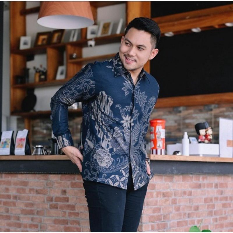 PaRANG SELING  NAVI KEMEJA BATIK MODERN SLIMFIT PANJANG BAHUN KATUN HALUS FULL FURING HALUS