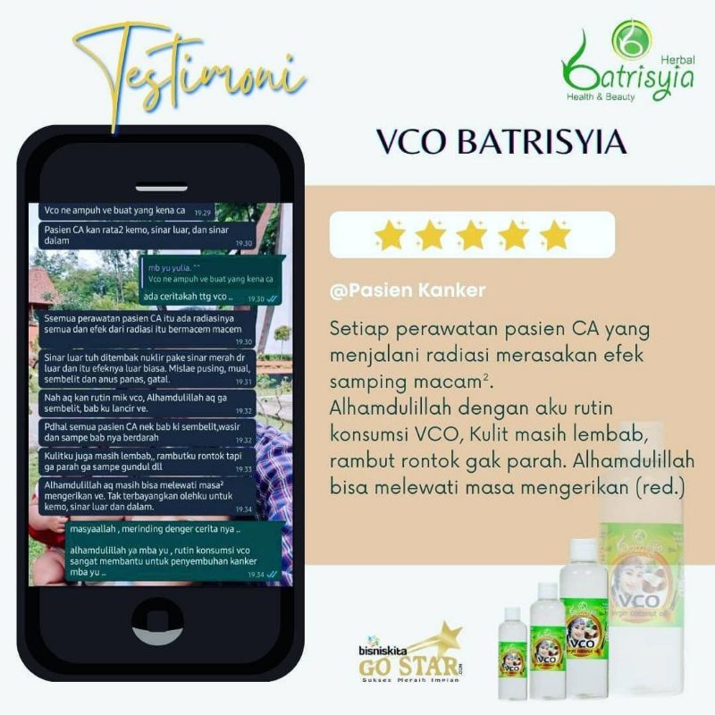 Batrisyia virgin coconut Oil / VCO / minyak kelapa murni/minyak VICO kapsul 60 ml 100 ml 250 ml/VCO/Virgin Coconut oil batrisyia herbal