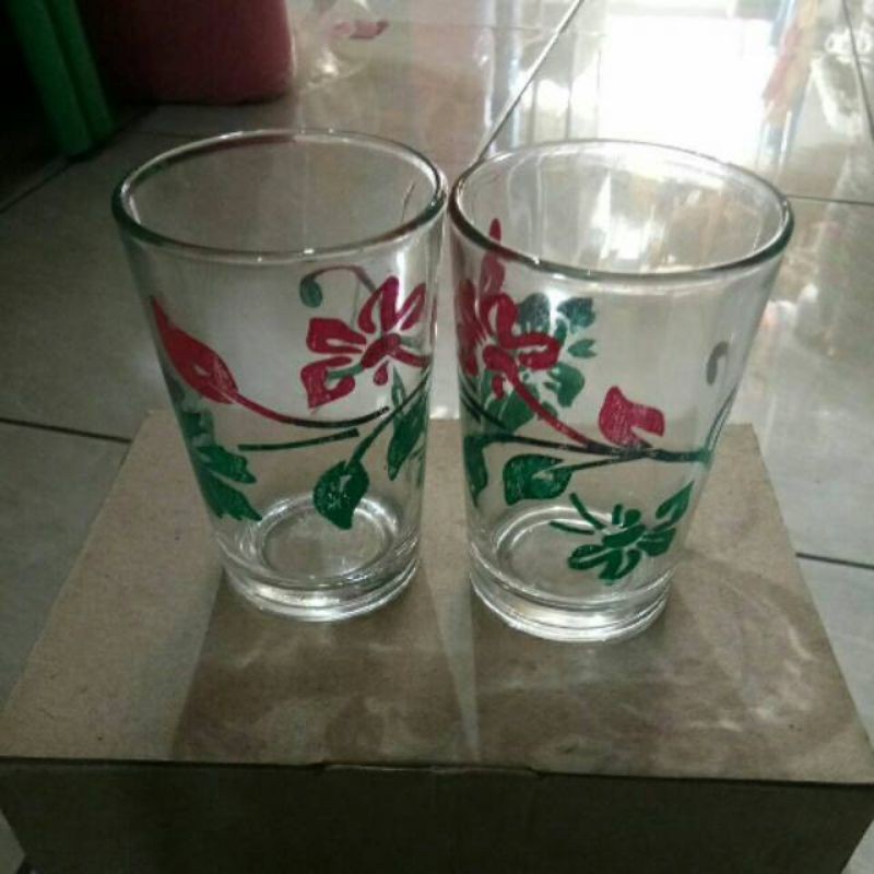 Gelas air minum motif kembang Gelas Kopi Motif Kembang [1pcs]