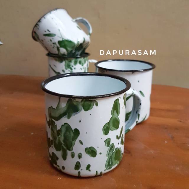 Mug Lurik 7cm Enamel Vintage Blirik