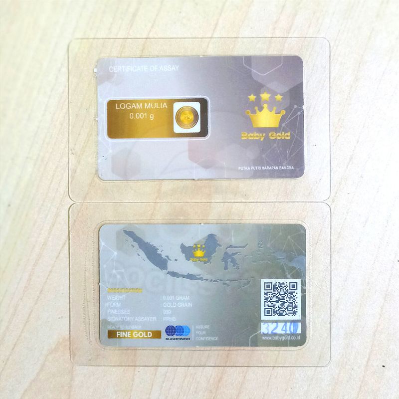 Emas Baby Gold Reguler 0.001g/Emas 0.001g/Baby Gold 0.001g/Emas Mini/Emas 24K/Emas 24 Karat/Logam Mu