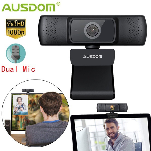 AUSDOM AF640 Webcam 1080P Auto Focus with Noise Cancelling Microphone