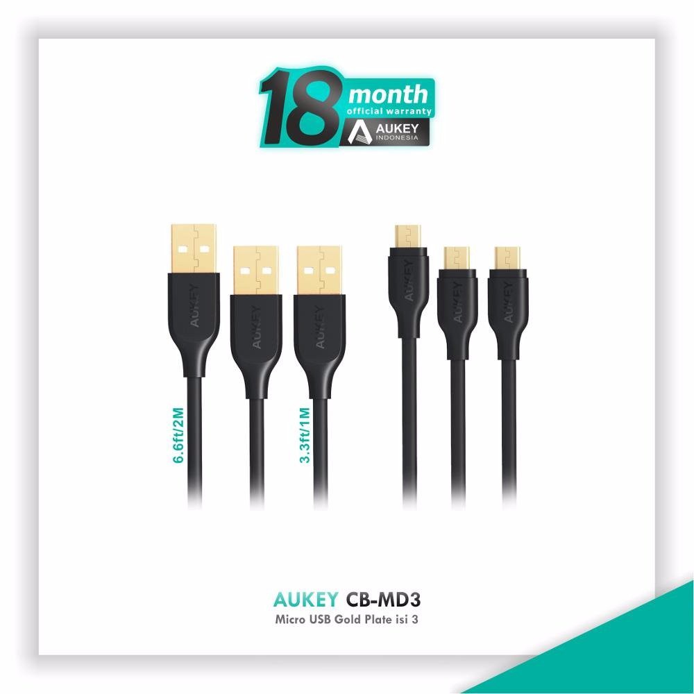 Aukey CB-MD3 Micro USB Gold Plate Isi 3 PerPack