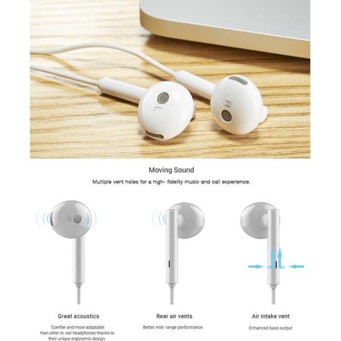 Headset Original Huawei Honor AM115 With Mic Remote Bass Earphone