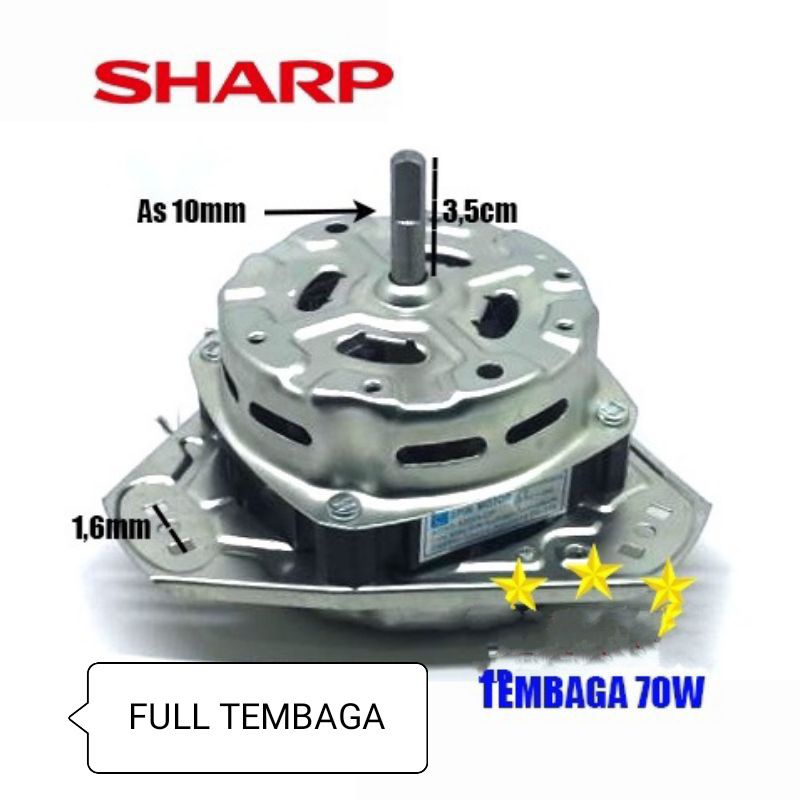 Dinamo Mesin Cuci TEMBAGA   Spin   Motor ,  Pengering    SHARP  70 W  Diameter as 10 mm