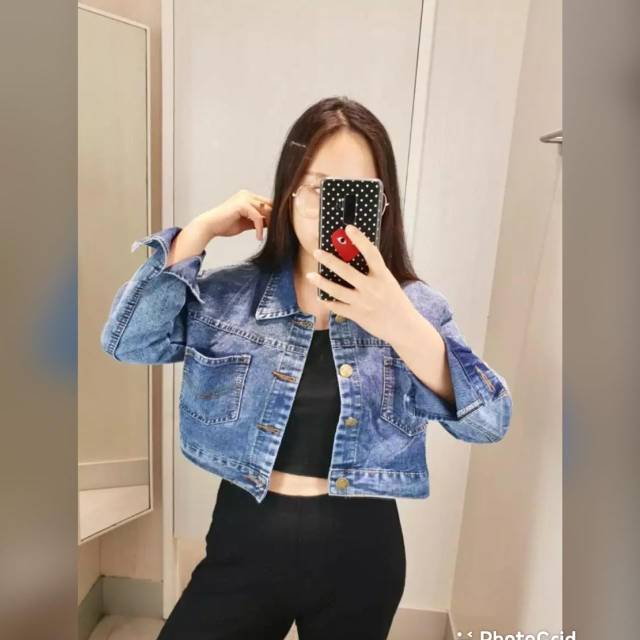 JAKET JEANS CROP WANITA BEST SELLER