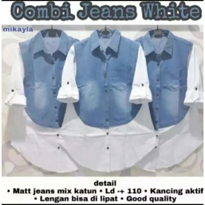 kemeja levis kombinasi putih bahan denim,kwalitas bagus,bahan adem