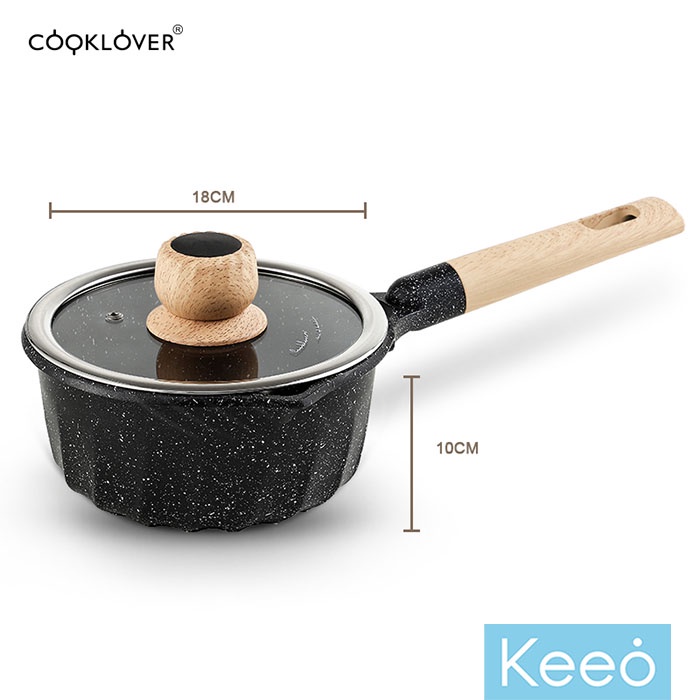 Cooklover 18 cm Panci Anti Lengket dengan Tutup (Sauce Pan) Hitam