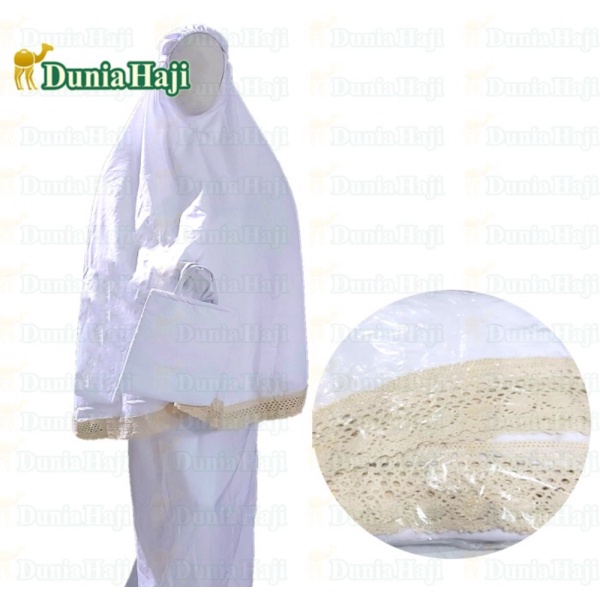 Mukena Putih Polos Travel Dewasa Bahan Adem Mukenah Dewasa Katun Berkualitas