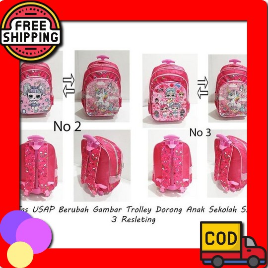 Tas Troli Anak Perempuan Tas Troli Anak Sd Tas Roda Anak Tk Boba Series Led Tas Sd Trolley Anak Pere