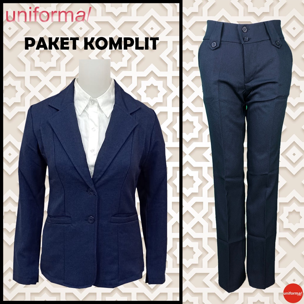 SETELAN BLAZER CELANA WANITA / PAKET JAS BLEZER CELANA CEWEK / STELAN FASHION KERJA MURAH / UKURAN S-5L / FORMAL / KANTOR / KANTORAN / WISUDA / PNS / GURU / NIKAHAN / SKRIPSI / KULIAH /  PREMIUM / BAHAN GABARDINE / KATUN / SERAGAM BAHAN