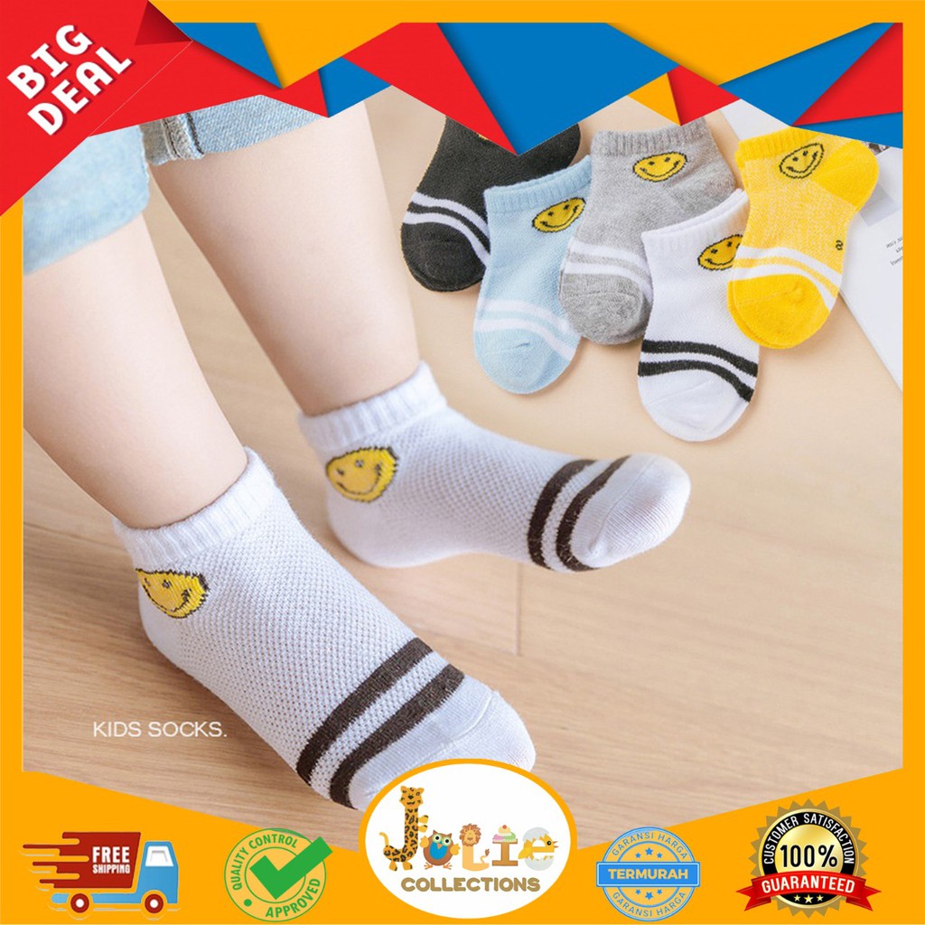 JOLIECOLLECTIONS KAOS  KAKI KOREA ANAK  MOTIF SMILE  KAOS  